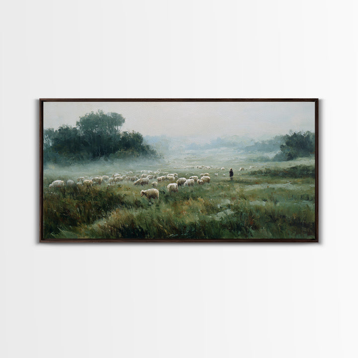 Meadow Of Peace | Framed Canvas Print | Christian Wall Art | Christian Art Canvas | Jesus Painting | Christian Christmas Art | Christian De