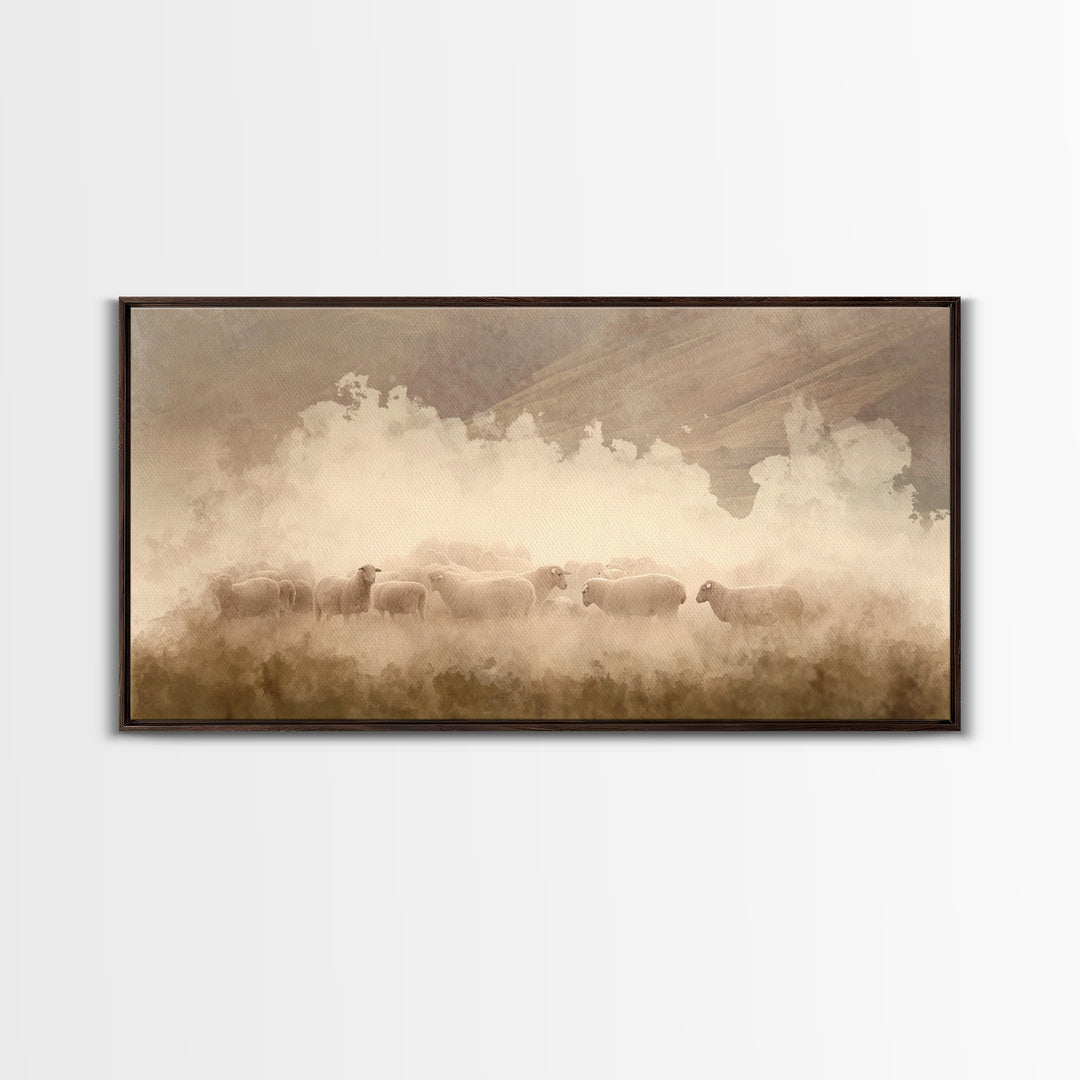 Soft Morning Haze, Framed Canvas Print, Christian Wall Art, Christian Art Canvas, Jesus Painting, Christian Decor, Christmas Art