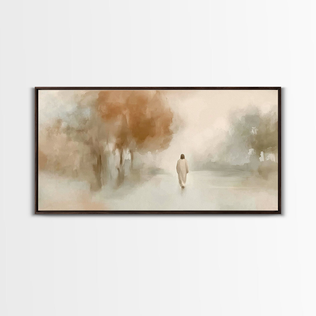 Autumn Walk Grace – Framed Canvas Print – Christian Wall Art – Christian Art Canvas – Christian Christmas Art – Jesus Painting – Christian
