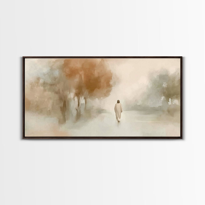 Autumn Walk Grace – Framed Canvas Print – Christian Wall Art – Christian Art Canvas – Christian Christmas Art – Jesus Painting – Christian