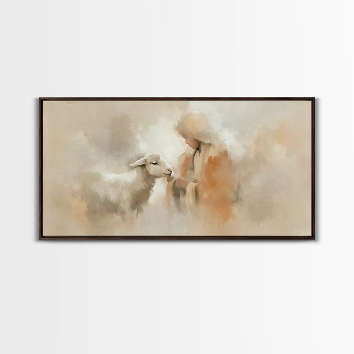 Shepherd’s Peace – Framed Canvas Print – Christian Wall Art – Christian Art Canvas – Jesus Painting – Christmas Art – Christian Christmas A