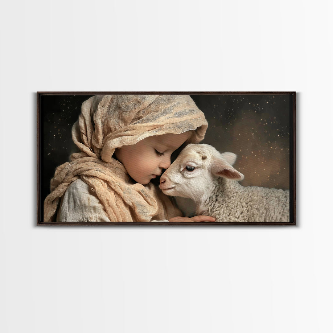 Gentle Devotion – Framed Canvas Print – Christian Wall Art – Christian Art Canvas – Jesus Painting – Christmas Art – Vintage Christian Art