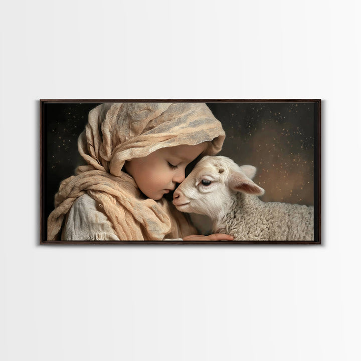 Gentle Devotion – Framed Canvas Print – Christian Wall Art – Christian Art Canvas – Jesus Painting – Christmas Art – Vintage Christian Art