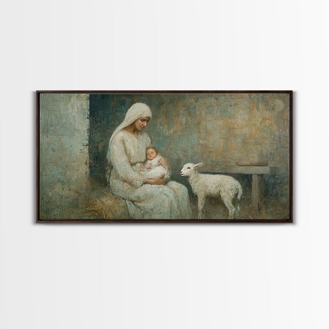 Holy Manger Calm – Framed Canvas Print – Christian Wall Art – Christian Art Canvas – Jesus Painting – Christian Christmas Art – Christmas W