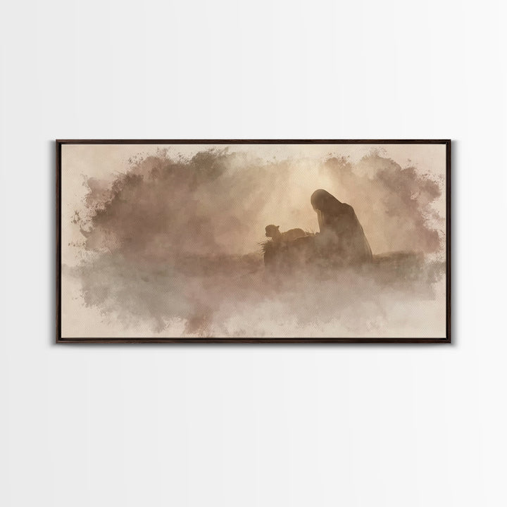 Nativity Dawn – Framed Canvas Print – Christian Wall Art – Christian Art Canvas – Jesus Painting – Christian Christmas – Christmas Art – Ch