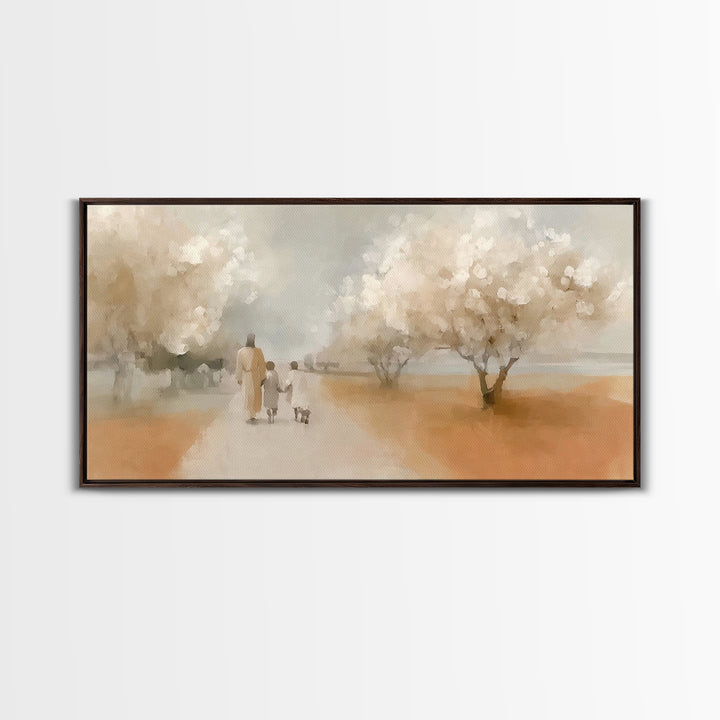 Blossom Walk – Framed Canvas Print – Christian Wall Art – Christian Art Canvas – Jesus Painting – Christian Gift Ideas – Modern Christian A