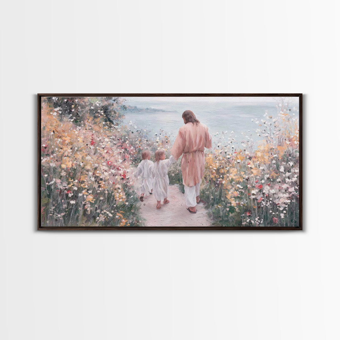 Meadow Grace – Framed Canvas Print – Christian Wall Art – Christian Art Canvas – Jesus Painting – Christian Gift Ideas – Minimalist Christi