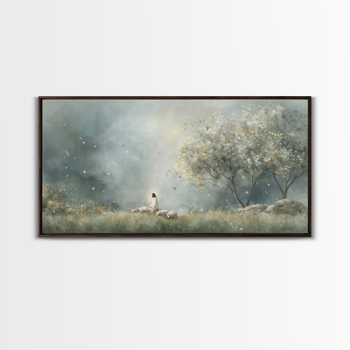 Blossoms Of Peace – Framed Canvas Print – Christian Wall Art – Christian Art Canvas – Jesus Painting – Christian Art Work – Large Jesus Pai
