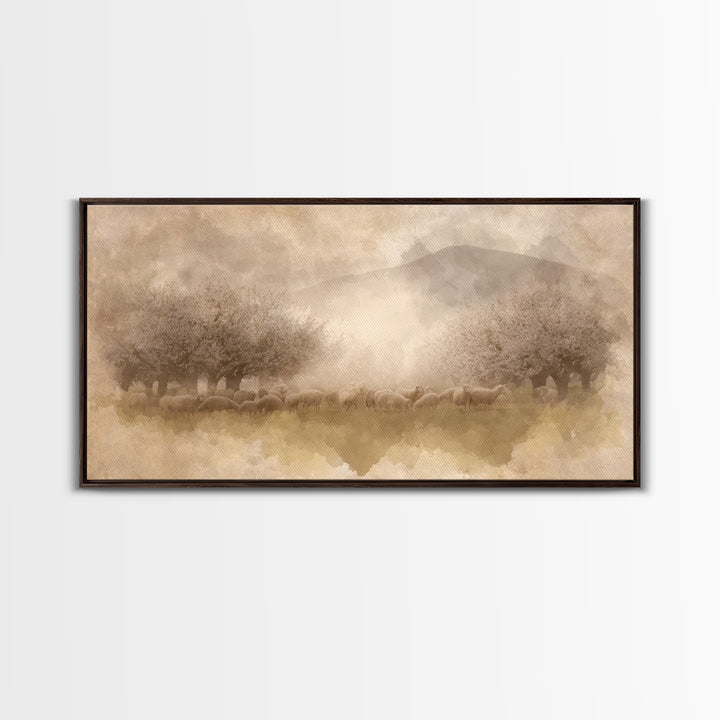 Meadow Of Peace , Framed Canvas Print, Christian Wall Art, Christian Art Canvas, Christmas Art Prints, Christian Christmas Art, Christian P