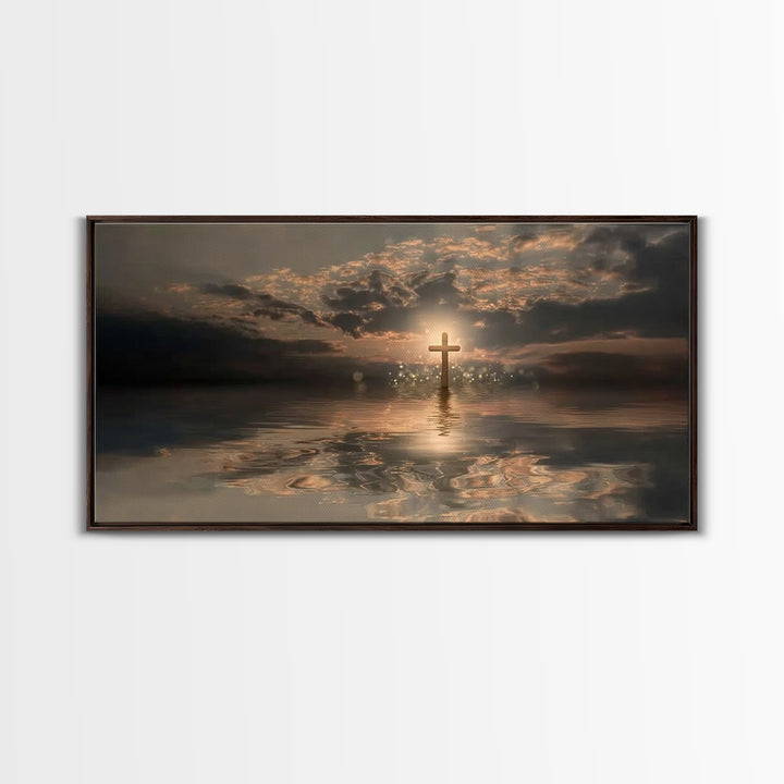Cross Of Dawn – Framed Canvas Print – Christian Art Canvas – Christian Wall Art – Moody Christian Art – Christmas Art – Christian Decoratio