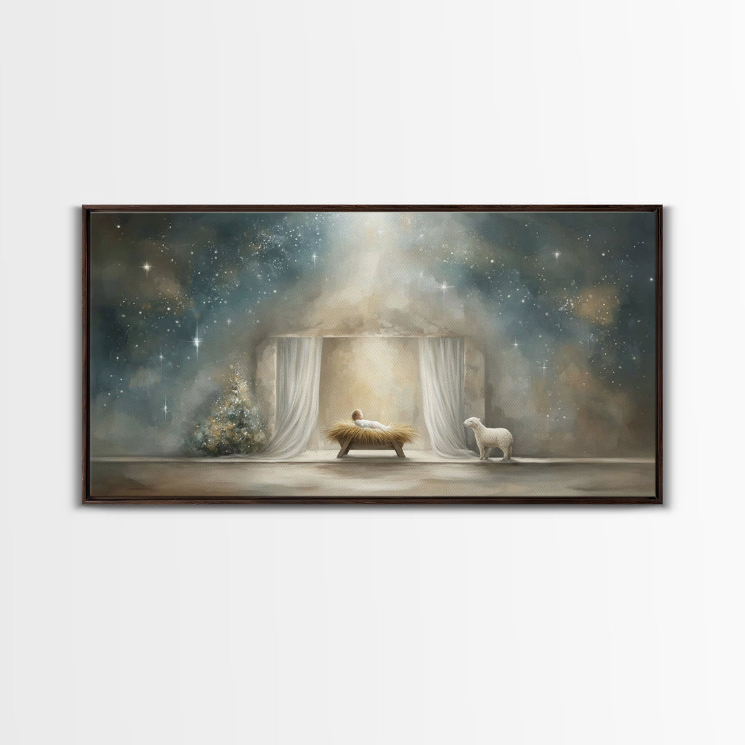 Nativity Wonder – Framed Canvas Print – Jesus Christmas Art – Christian Wall Art – Birth Of Jesus Painting – Christian Art Canvas – Christm