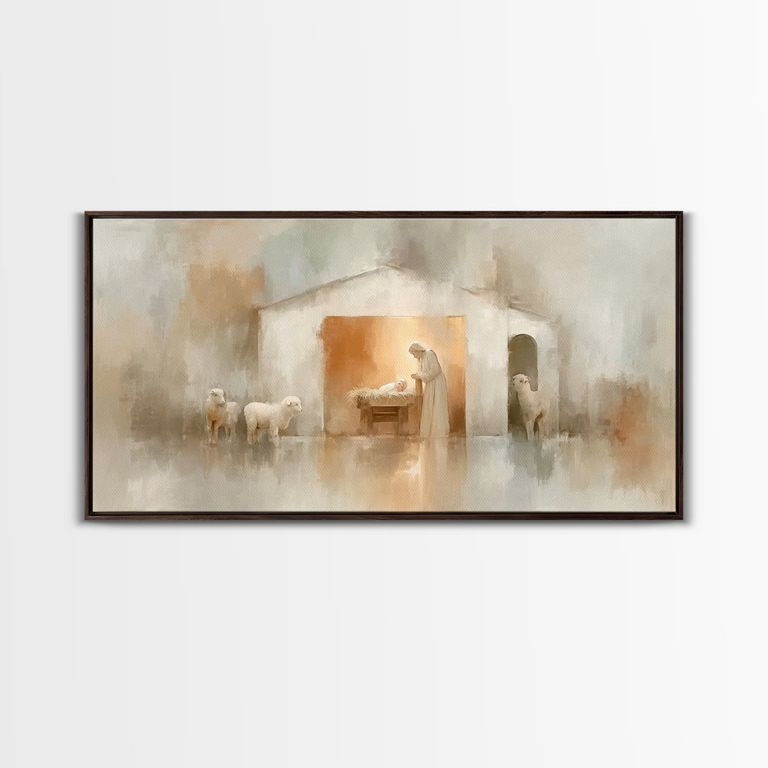 Bethlehem Stillness – Framed Canvas Print – Christian Christmas Art – Christian Wall Art – Christian Art Canvas – Jesus Painting