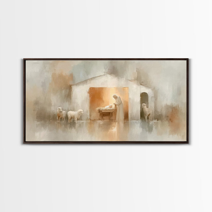 Bethlehem Stillness – Framed Canvas Print – Christian Christmas Art – Christian Wall Art – Christian Art Canvas – Jesus Painting
