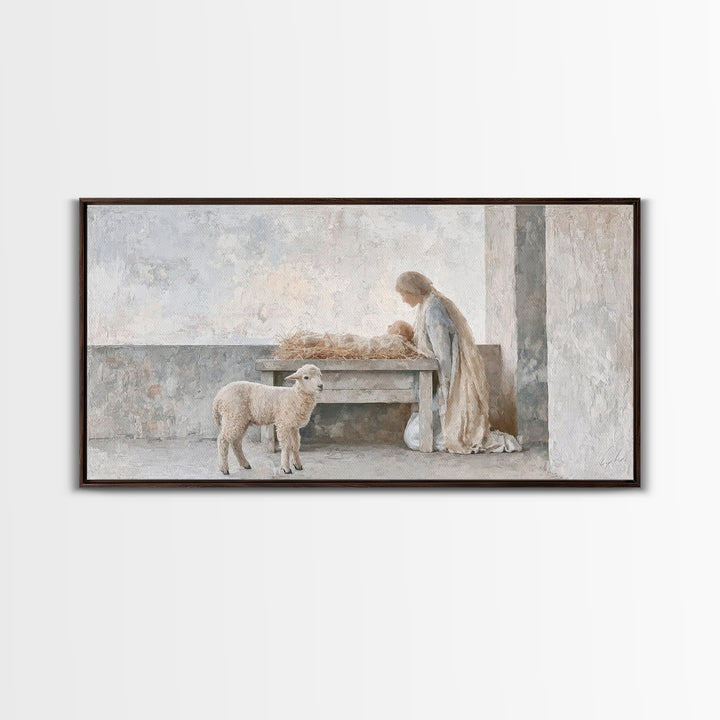 Sacred Dawn Light – Framed Canvas Print – Christian Art Canvas – Christian Christmas Art – Christian Wall Art – Jesus Painting