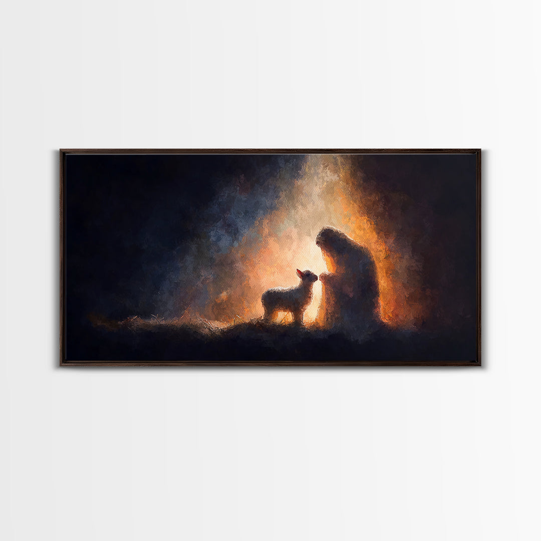 Shepherd’s Blessing – Framed Canvas Print – Christian Wall Art – Christmas Art – Christian Art Canvas – Jesus Painting
