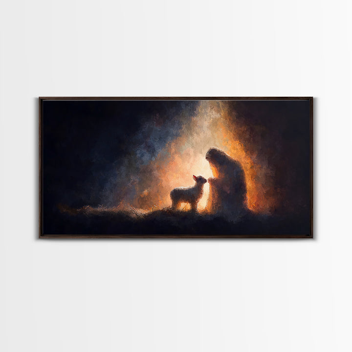 Shepherd’s Blessing – Framed Canvas Print – Christian Wall Art – Christmas Art – Christian Art Canvas – Jesus Painting