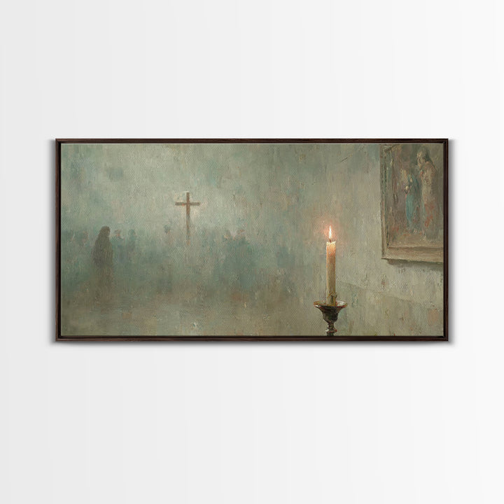Silent Chapel Prayer – Framed Canvas Print – Christian Wall Art – Christian Art Canvas – Christian Paintings – Vintage Christian Art – Chri