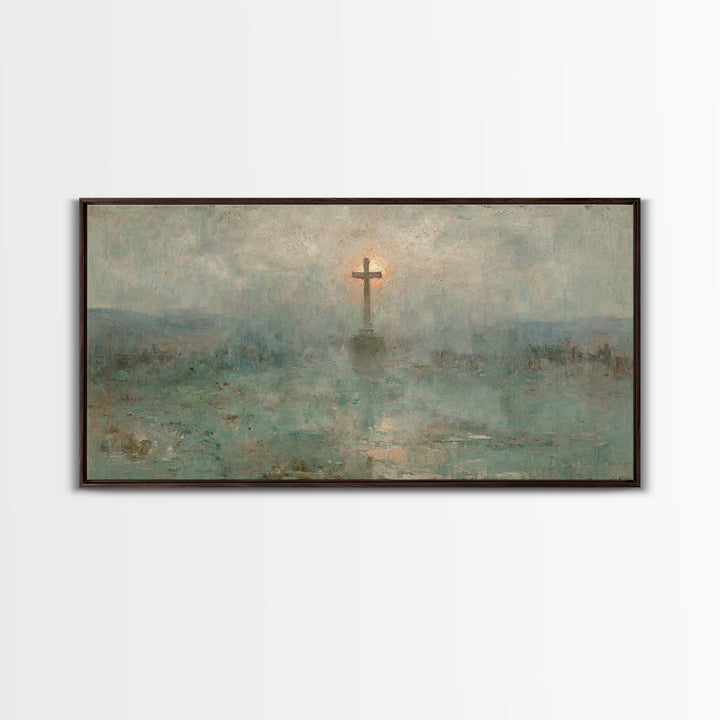 Eternal Morning Cross – Framed Canvas Print – Christian Art Canvas – Christian Wall Art – Christian Art – Christian Painting