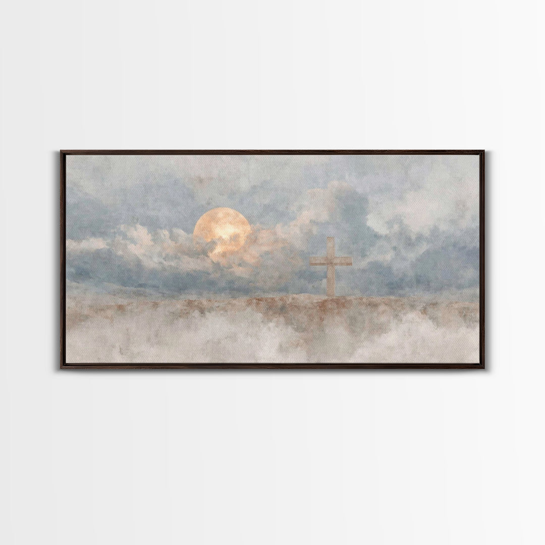 Moonlit Salvation – Framed Canvas Print – Christian Wall Art – Christian Art Canvas – Christian Art – Modern Christian Art