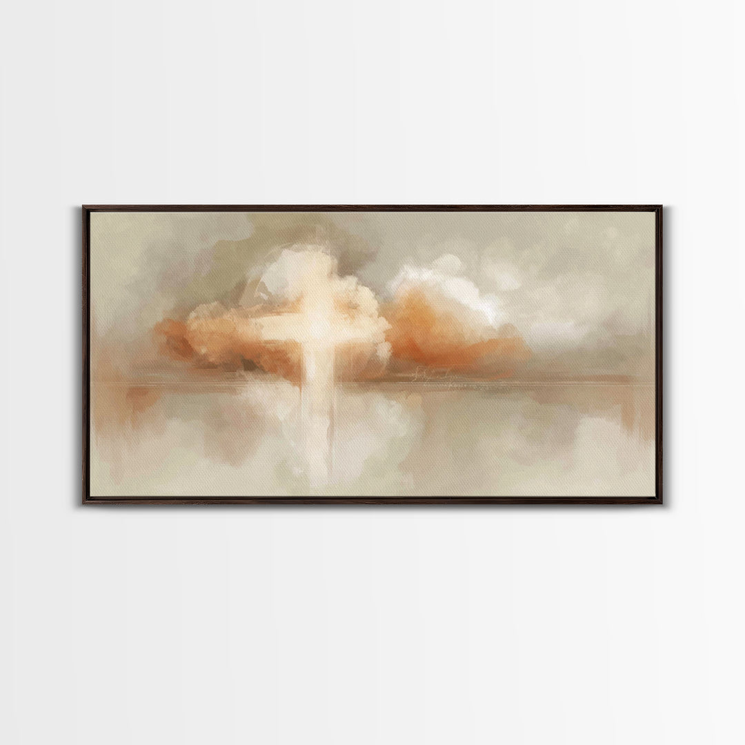 Radiant Cross Light – Framed Canvas Print – Christian Art – Christian Art Canvas – Abstract Christian Art – Christian Wall Art
