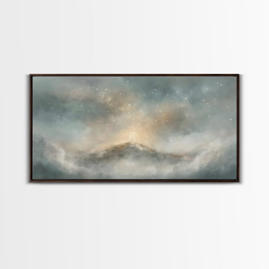 Stars Of Calvary – Framed Canvas Print – Christian Wall Art – Christian Art – Subtle Christian Art – Christian Art Canvas