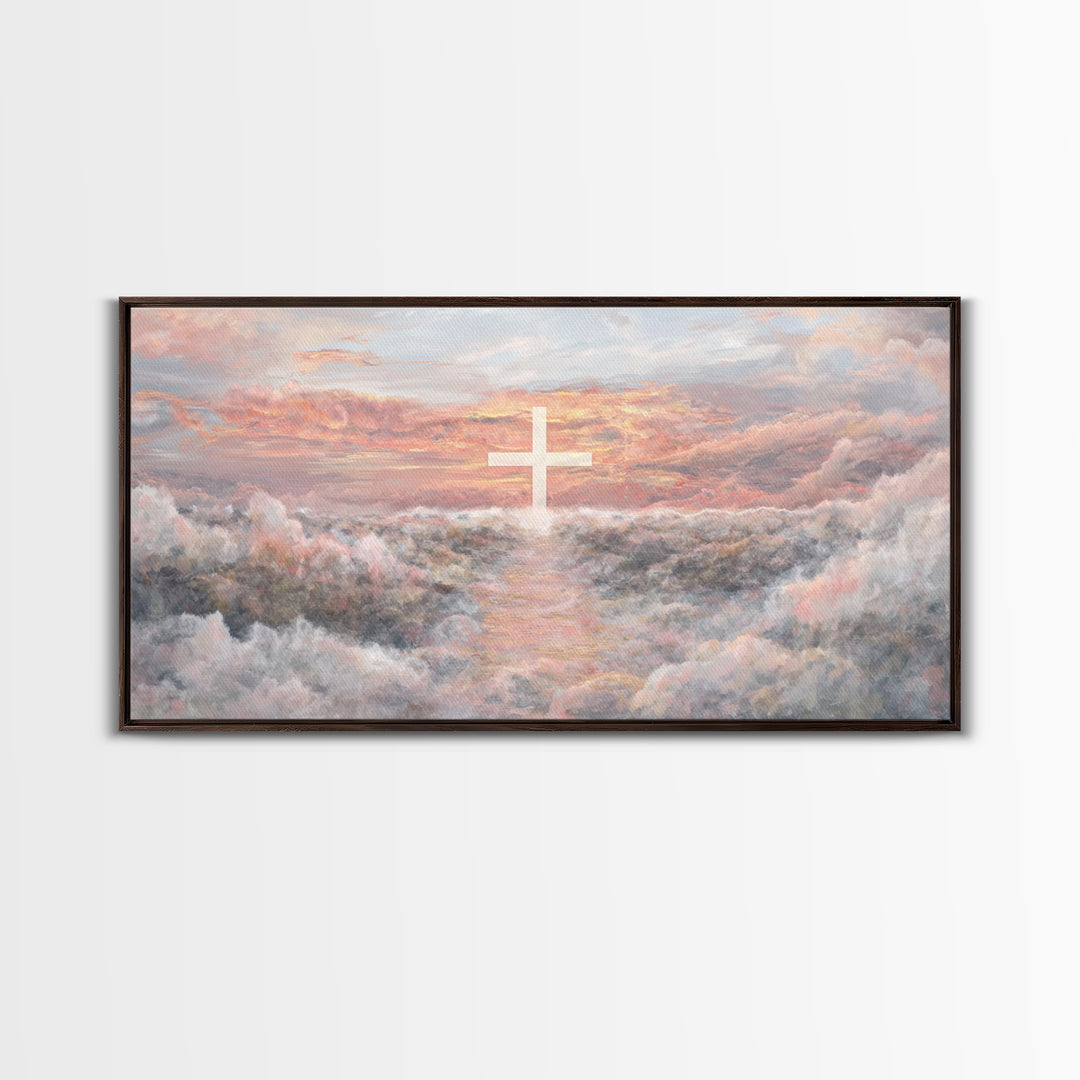 Heaven’s Dawn Path – Framed Canvas Print – Christian Art Canvas – Christian Wall Art – Large Christian Art – Christian Painting