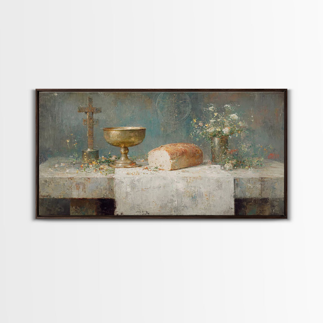 Chalice Of Grace - Framed Canvas Print - Christian Wall Art - Christian Art Canvas - Vintage Christian Art - Christian Painting - Christian