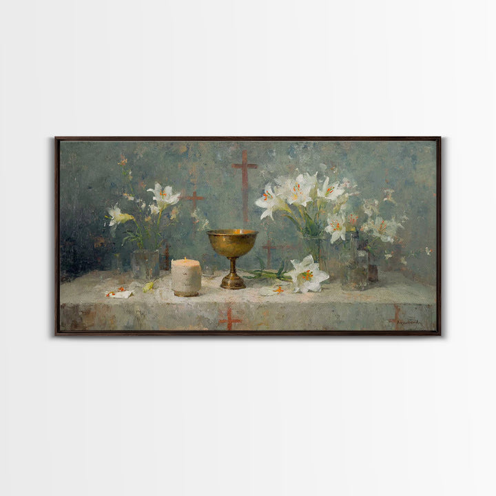 Table Of Reverence - Framed Canvas Print - Christian Wall Art - Christian Art Canvas - Vintage Christian Painting - Christian Art Gift - Ch