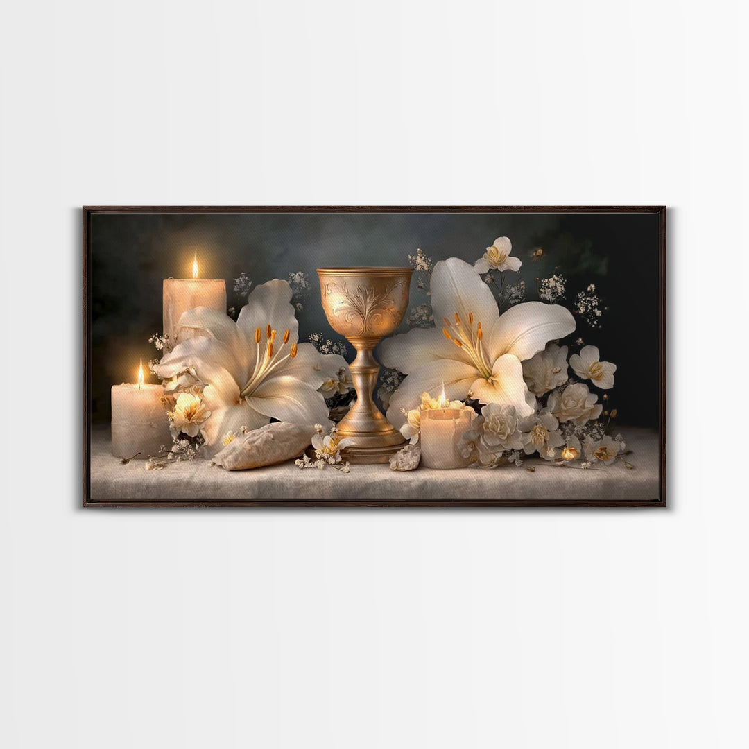 Holy Radiance - Framed Canvas Print - Christian Wall Art - Christian Art Canvas - Subtle Christian Art - Blue Christian Art - Christian Dec