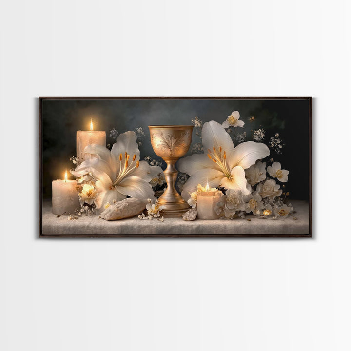 Holy Radiance - Framed Canvas Print - Christian Wall Art - Christian Art Canvas - Subtle Christian Art - Blue Christian Art - Christian Dec