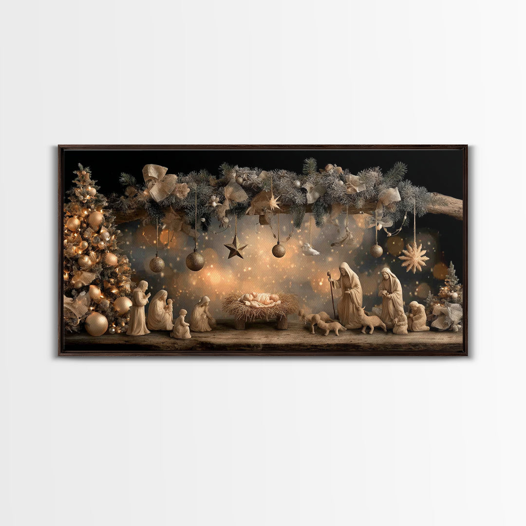 Holy Night Glory – Framed Canvas Print – Christian Wall Art – Christian Christmas Art – Christmas Art Prints – Christian Art Canvas – Chris