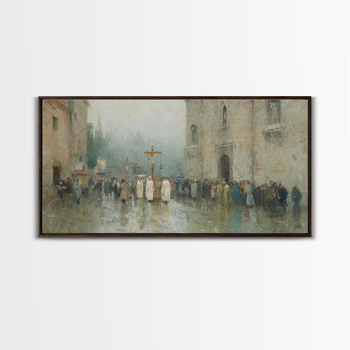 Sacred Procession – Framed Canvas Print – Christian Wall Art – Christian Art Canvas – Jesus Painting – Vintage Christian Art – Christmas Wa