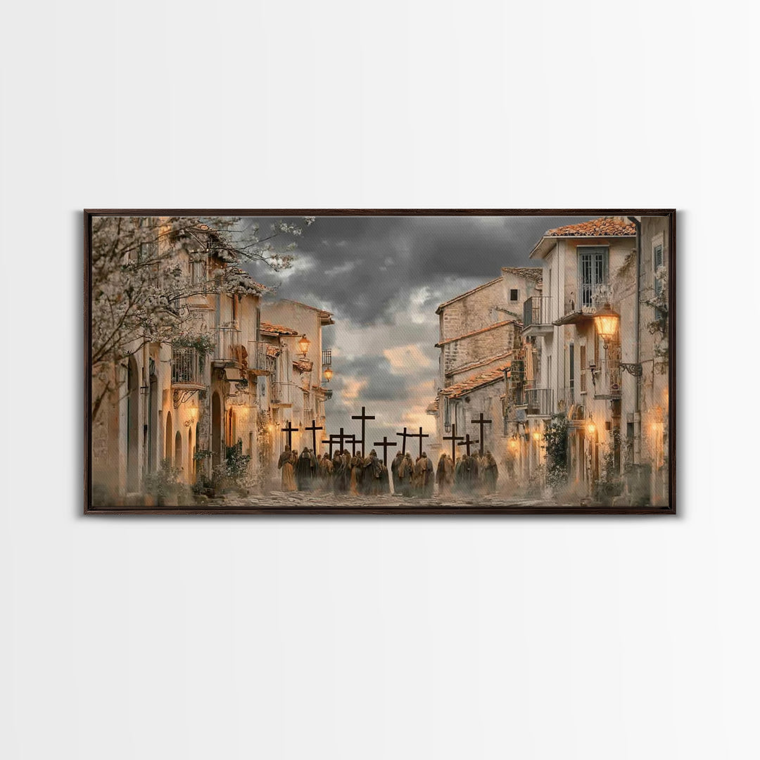 Morning Devotion | Framed Canvas Print | Christian Art | Christian Art Canvas | Christian Paintings | Moody Christmas Art | Christian Decor
