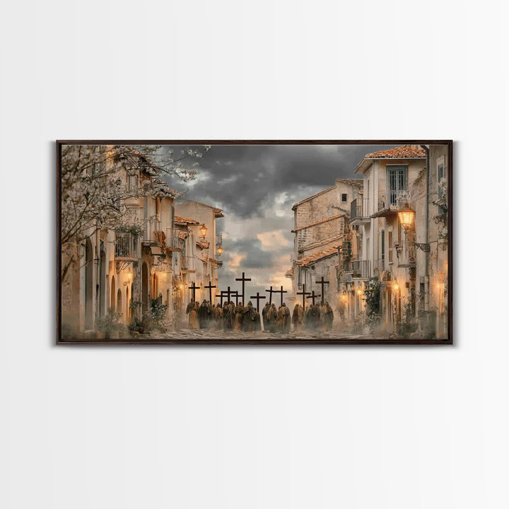 Morning Devotion | Framed Canvas Print | Christian Art | Christian Art Canvas | Christian Paintings | Moody Christmas Art | Christian Decor