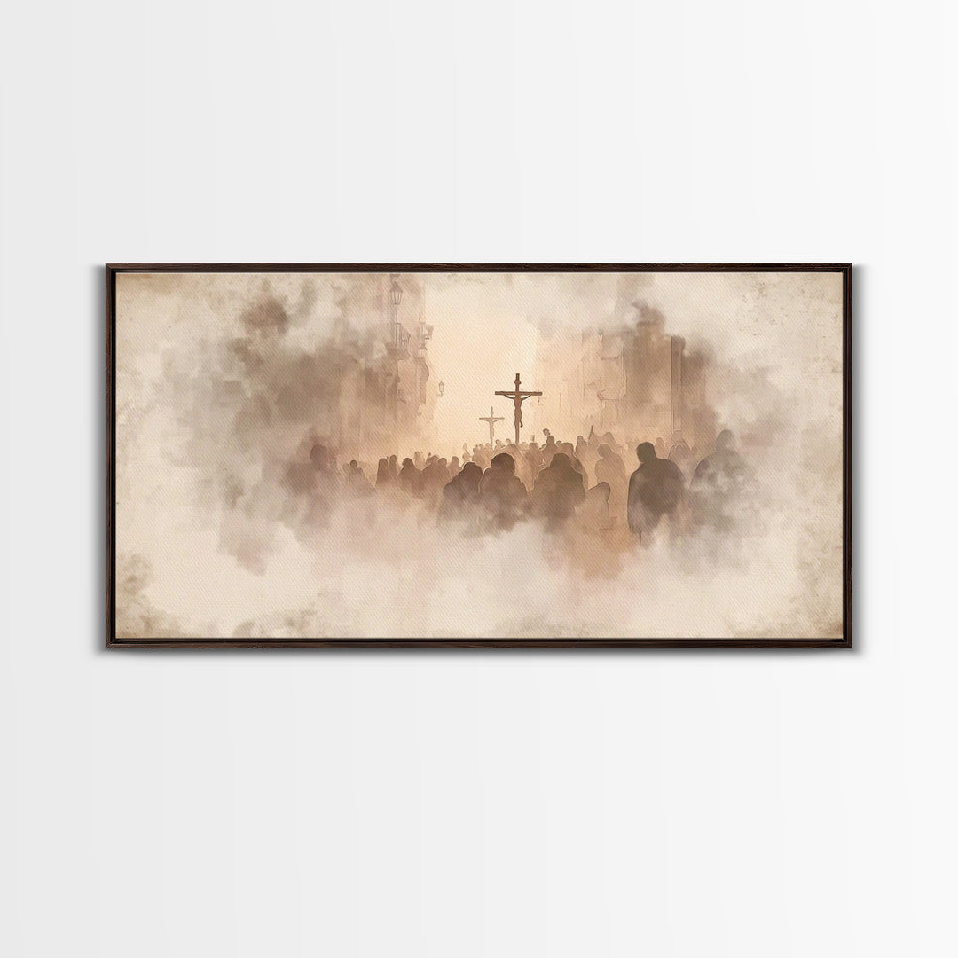 Silent Reverence, Framed Canvas Print, Christian Wall Art, Christian Art Canvas, Christian Christmas Art, Subtle Christian Art, Vintage Chr
