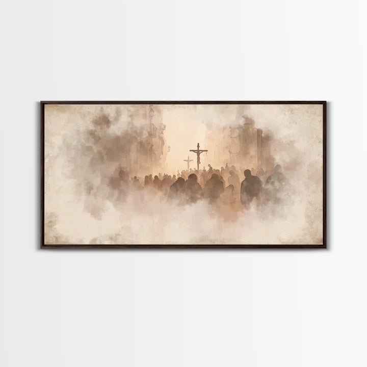 Silent Reverence, Framed Canvas Print, Christian Wall Art, Christian Art Canvas, Christian Christmas Art, Subtle Christian Art, Vintage Chr