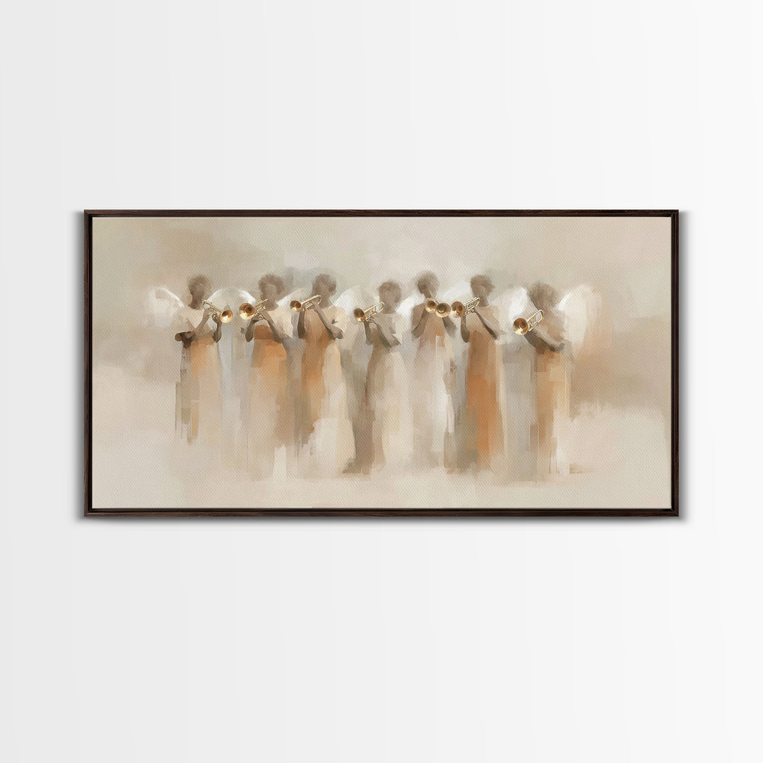 Angelic Ensemble | Framed Canvas Print | Christian Art Canvas | Modern Christian Art | Christian Painting | Christmas Art Work | Christian
