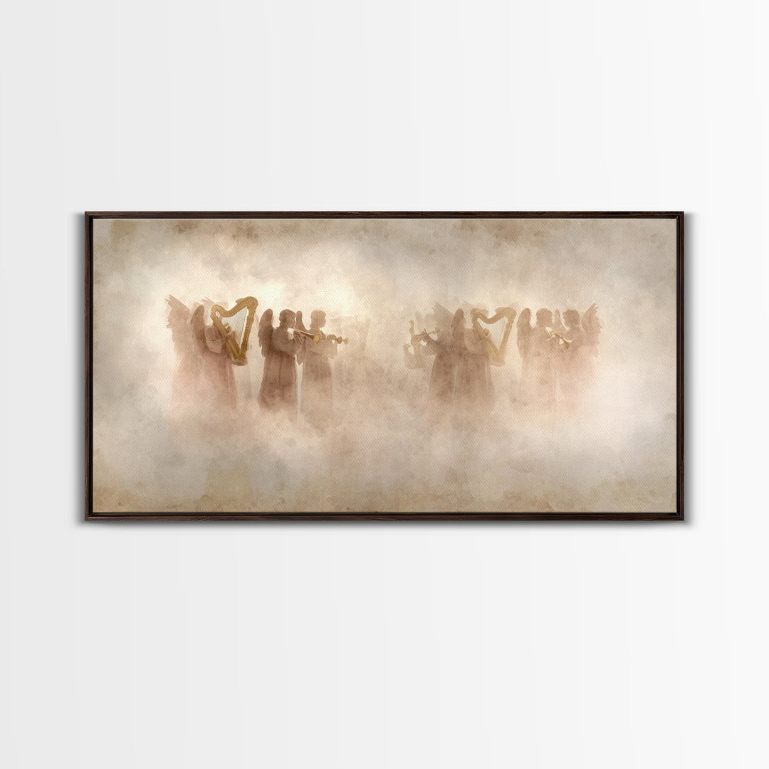 Celestial Harmony, Framed Canvas Print, Christian Art Canvas, Christian Wall Art, Moody Christian Art, Christmas Canvas Wall Art, Christian