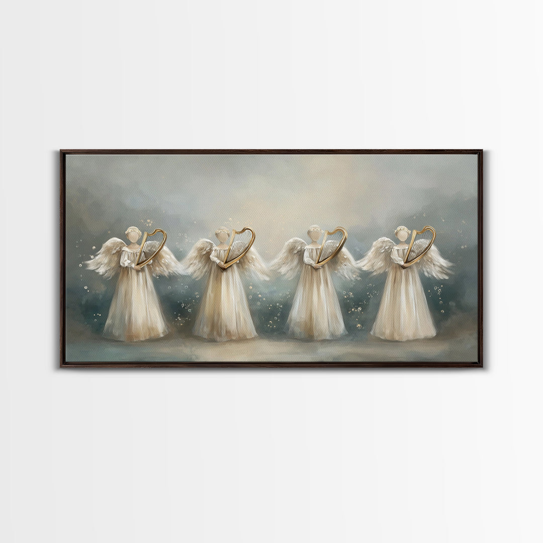 Harp Of Grace | Framed Canvas Print | Christian Art | Christian Art Canvas | Vintage Christian Art | Christmas Wall Art | Christian Christm