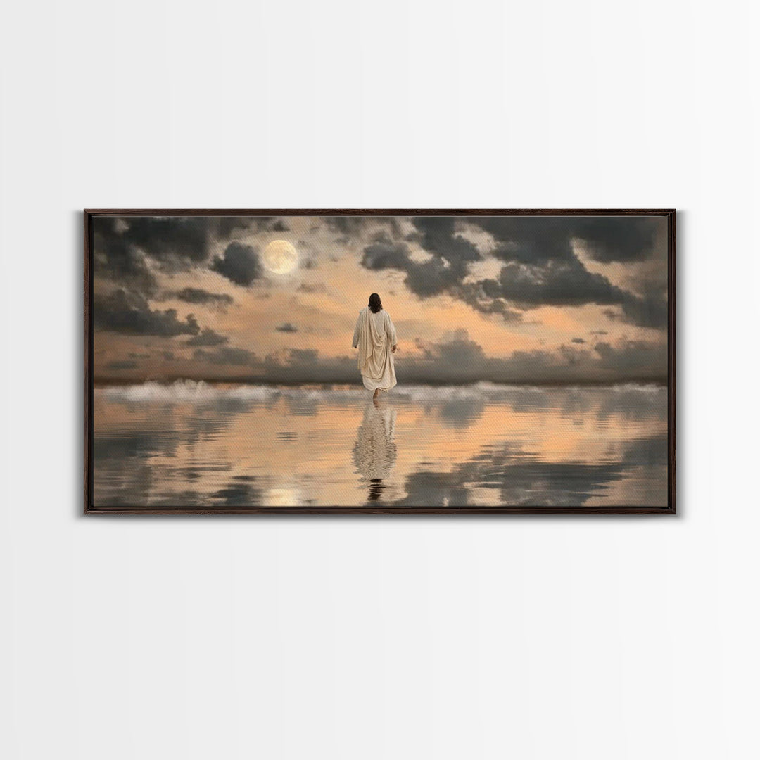 Moonlit Calling – Framed Canvas Print – Christian Wall Art – Jesus Painting – Christian Art Canvas – Moody Christian Art – Large Jesus Wall