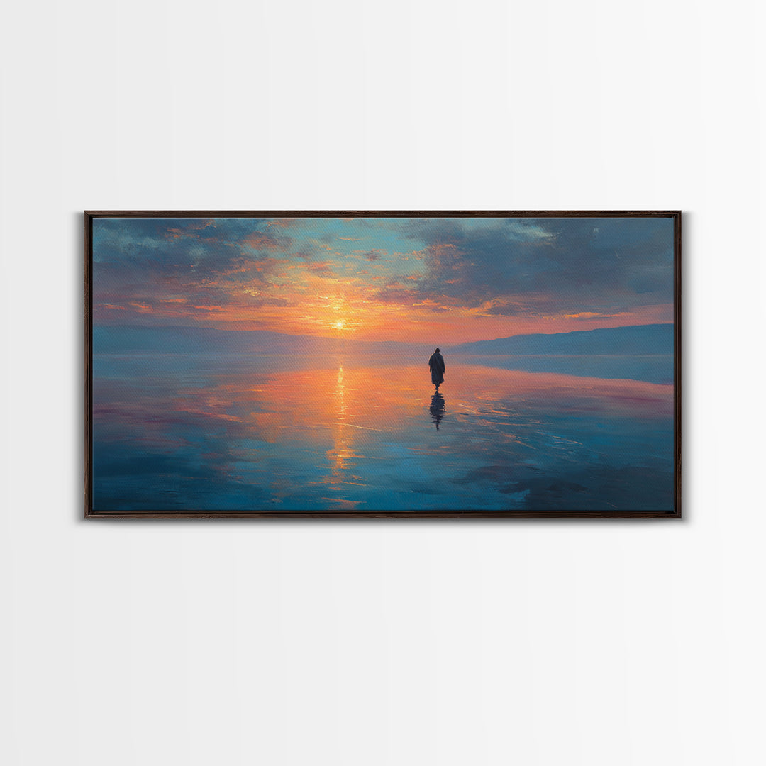 Dawn Of Peace | Framed Canvas Print | Christian Art Canvas | Jesus Painting | Modern Christian Art | Blue Christian Art | Christian Wall Ar