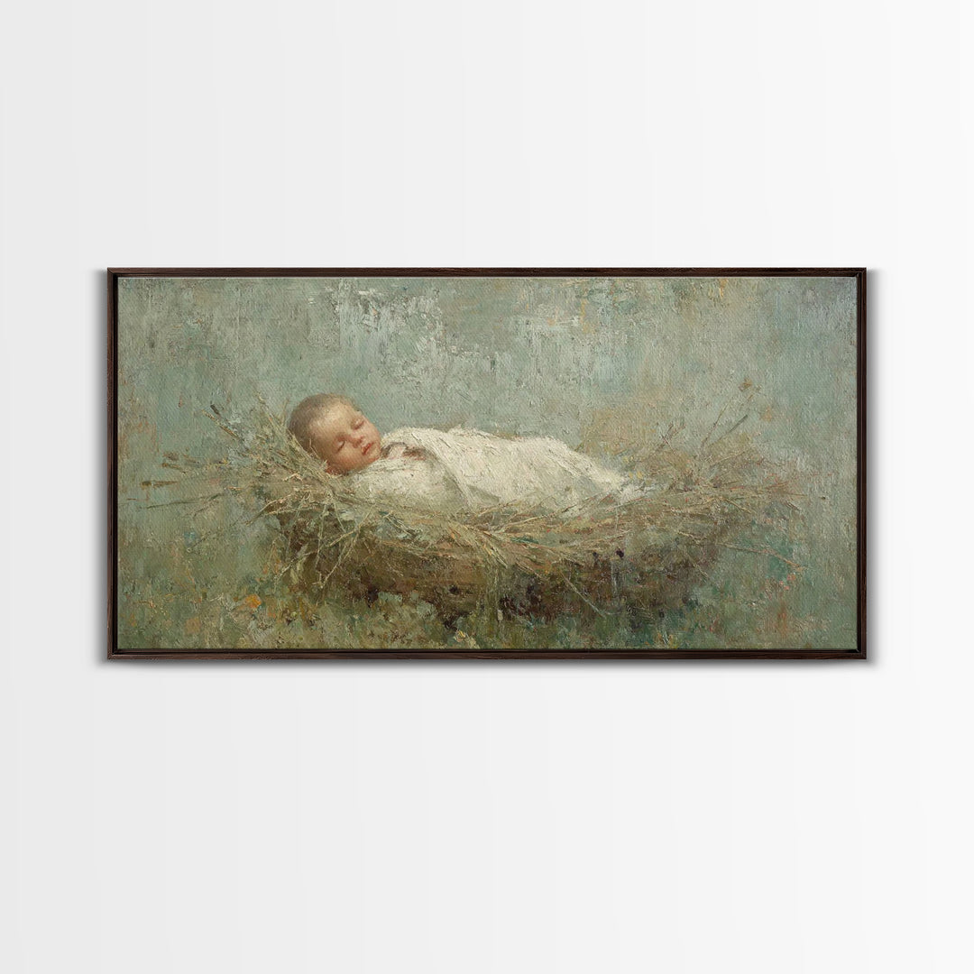 Silent Holy Rest – Framed Canvas Print – Christian Art Canvas – Christmas Wall Art – Jesus Painting – Christian Decorations – Modern Christ