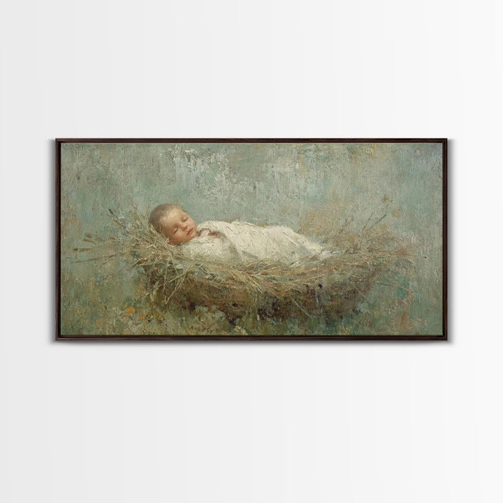 Silent Holy Rest – Framed Canvas Print – Christian Art Canvas – Christmas Wall Art – Jesus Painting – Christian Decorations – Modern Christ