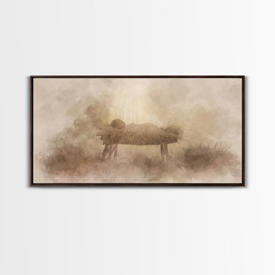 Divine Night Calm – Framed Canvas Print – Christmas Art – Christian Wall Art – Jesus Painting – Christian Art Canvas – Christian Christmas