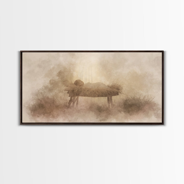 Divine Night Calm – Framed Canvas Print – Christmas Art – Christian Wall Art – Jesus Painting – Christian Art Canvas – Christian Christmas