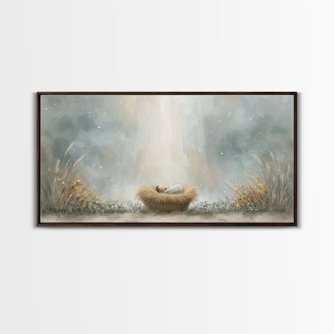 Blessed Winter Peace – Framed Canvas Print – Christian Art – Christmas Wall Art – Jesus Christmas Art – Christian Art Canvas – Christmas Ar
