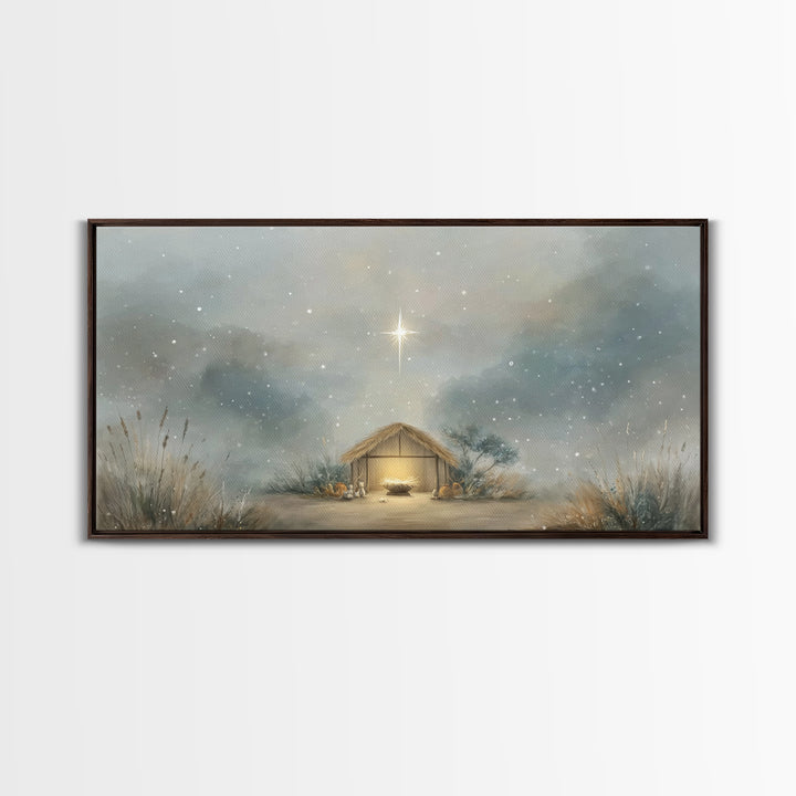Bright Promise Star – Framed Canvas Print – Christmas Canvas Wall Art – Christian Wall Art – Christian Christmas Art – Jesus Painting – Chr
