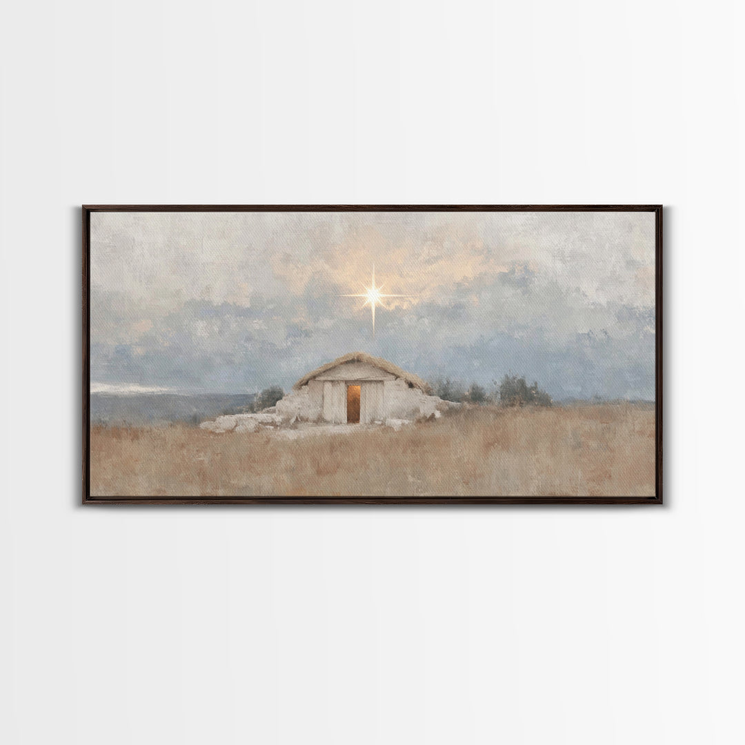 The Guiding Star - Framed Canvas Print - Christian Wall Art - Christian Christmas Art - Jesus Painting - Christmas Decor