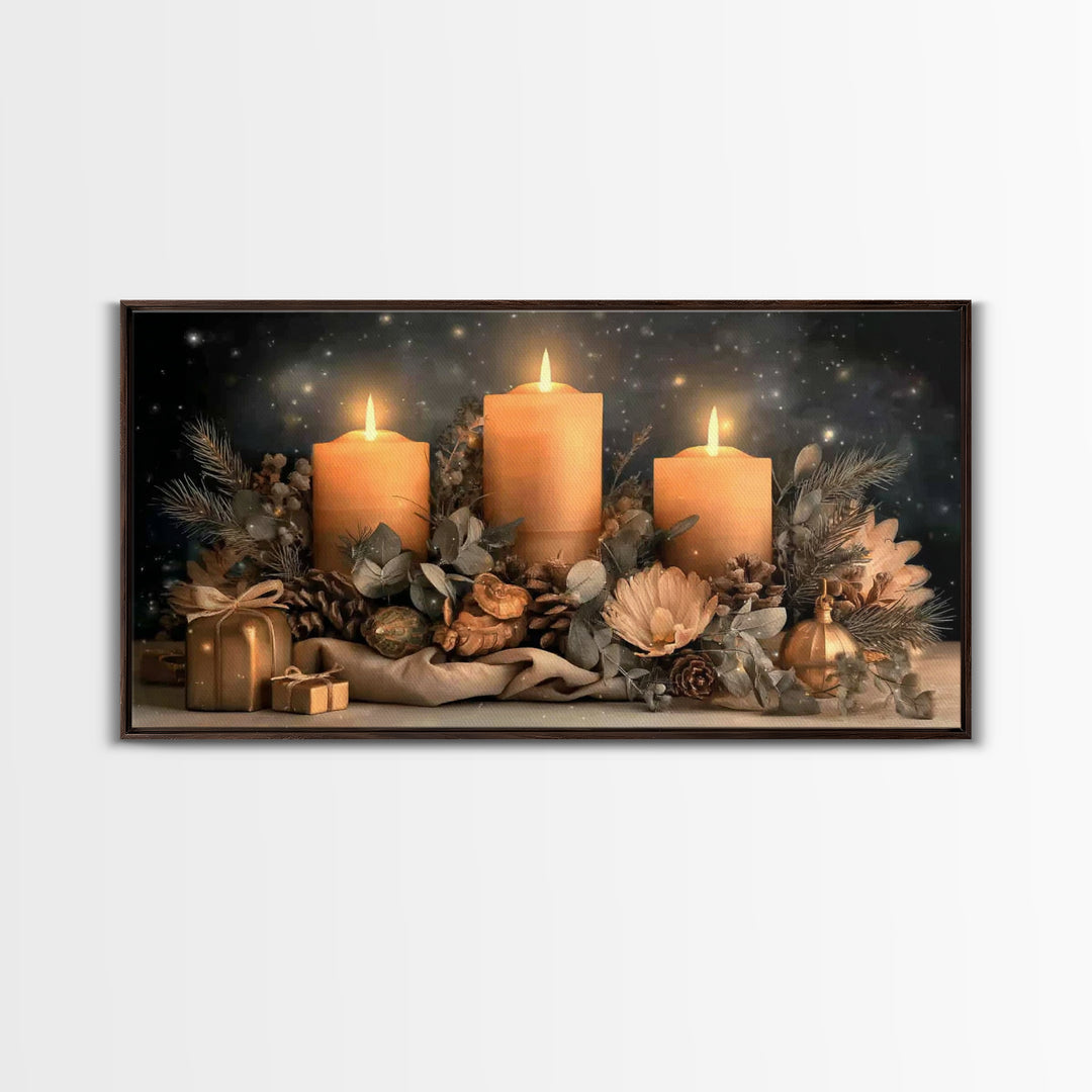 Golden Night Blessing – Framed Canvas Print – Christian Christmas Art – Christian Art Canvas – Christmas Wall Art – Framed Christmas Art –