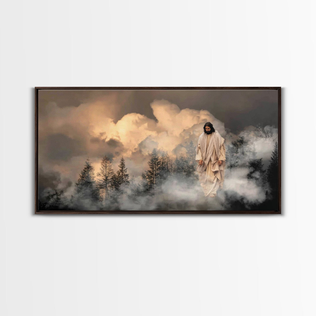 Heavenly Descent, Framed Canvas Print, Christian Art Canvas, Jesus Painting, Christian Christmas Art, Modern Christian Art, Christian Wall